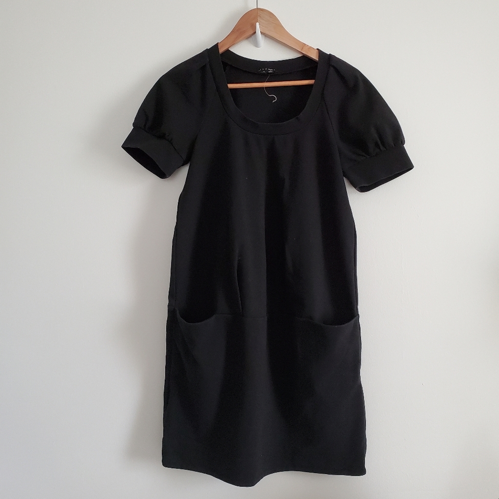 Theory Black Marcena Dress Short Sleeve